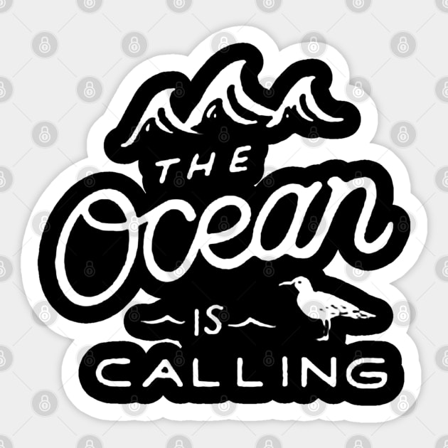 the ocean is calling with bird Sticker by locodesignart2